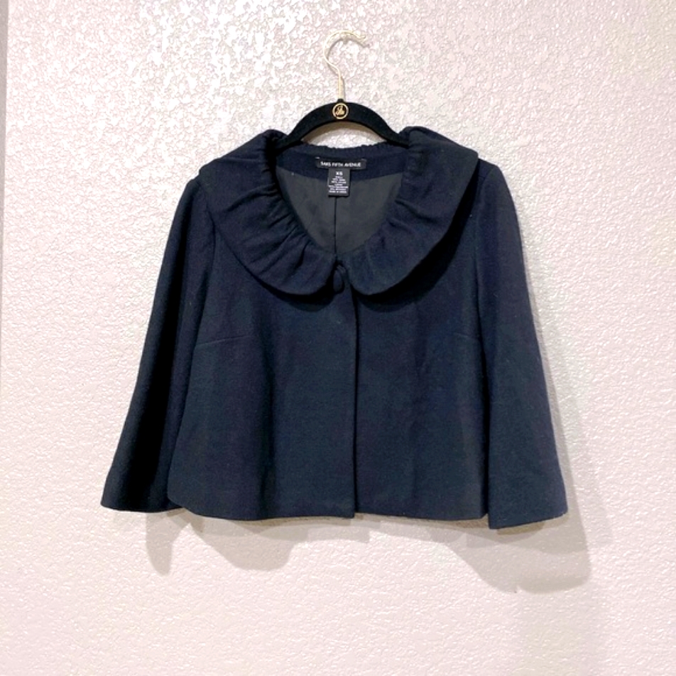 Saks 5th Ave Women’s Black Wool Crop Jacket Sz Xs